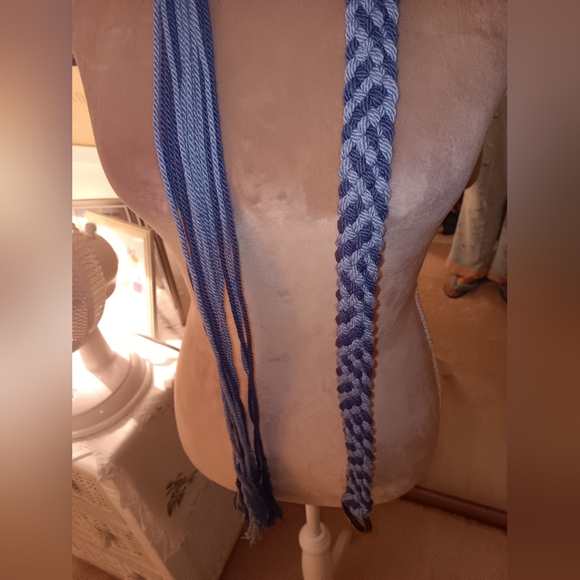 Braided~Blue Woven Boho One Size Fits Most Belt - Picture 10 of 11